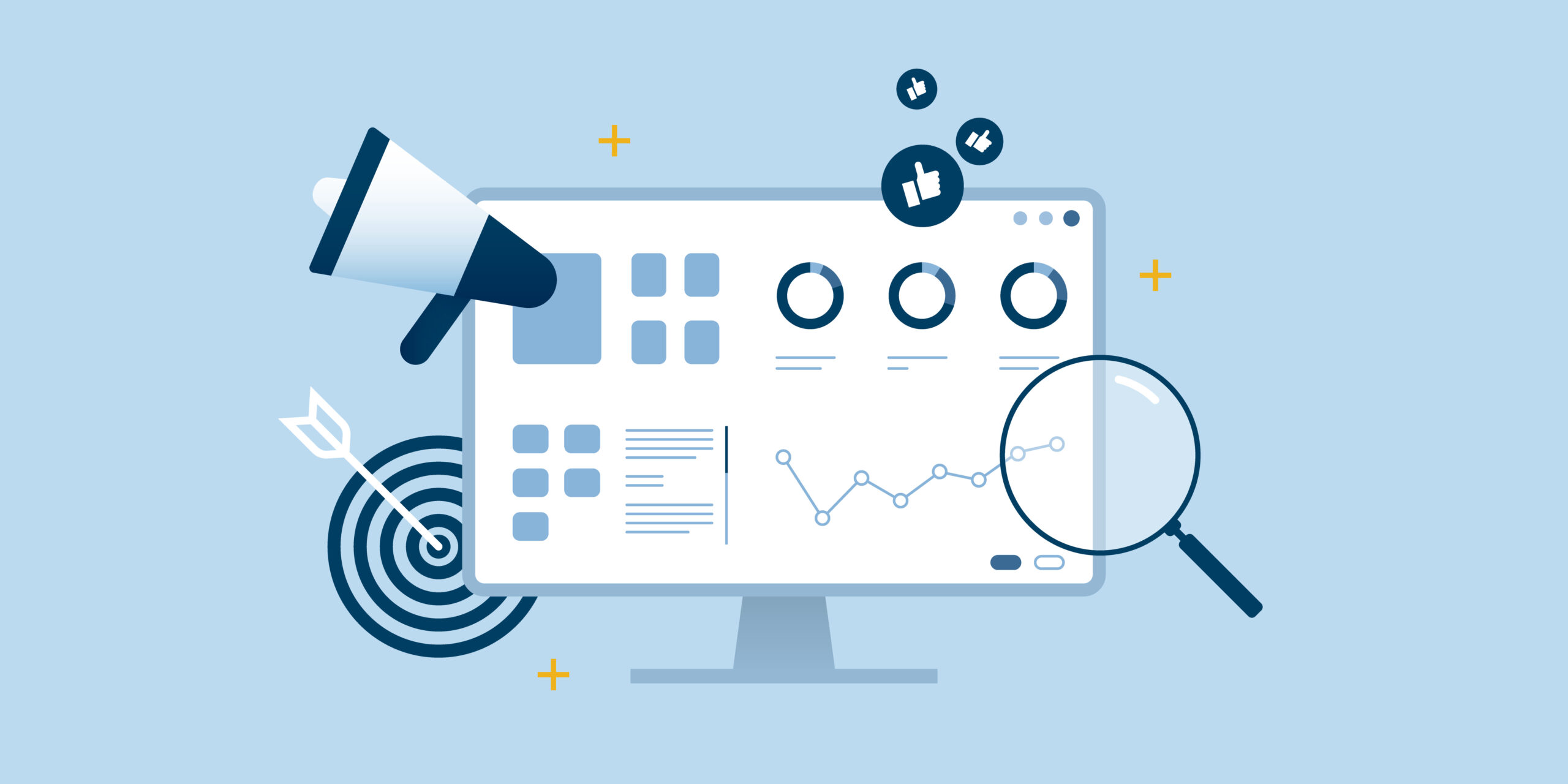 SEO data analytics optimization dashboard monitor illustration